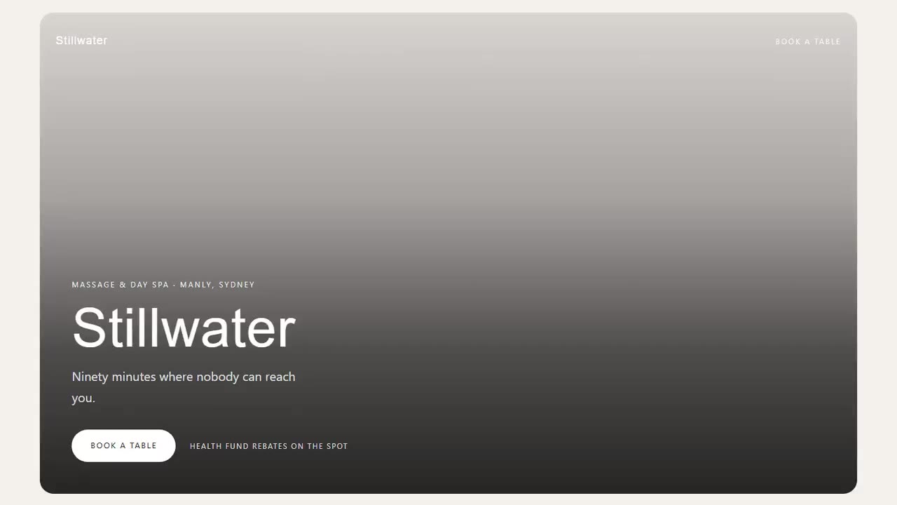 STILLWATER — Cool linen, rounded, unhurried