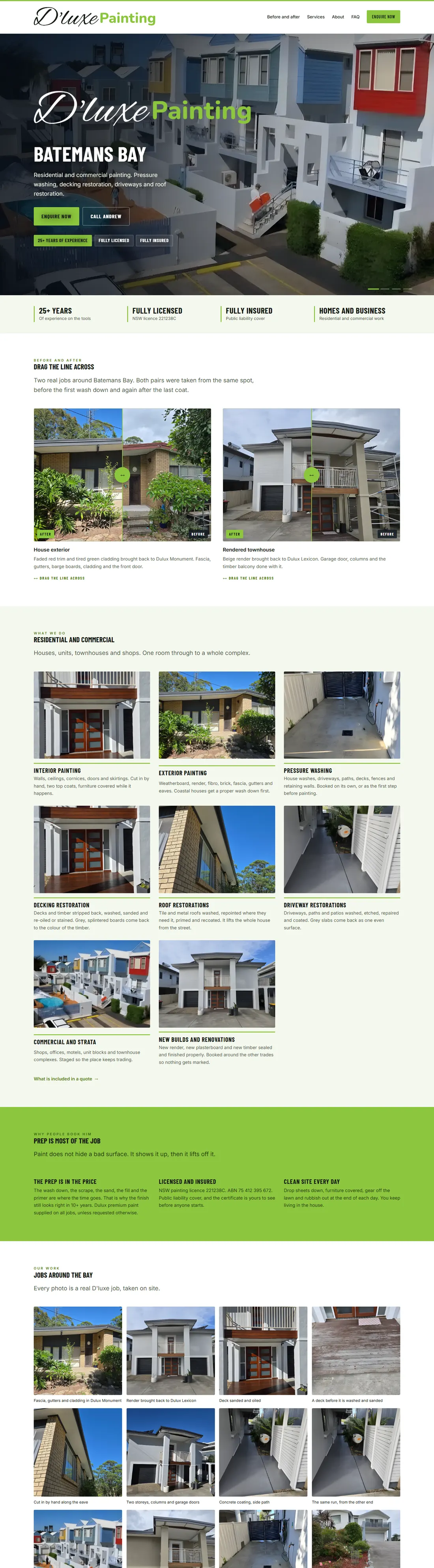 dluxepainting.com.au, scrolling